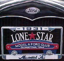 Lone Star Model A Ford Club Georgetown Texas tag topper