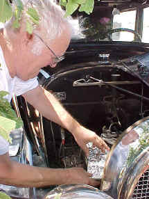 Lyle Meek wiring our lunch to the manifold